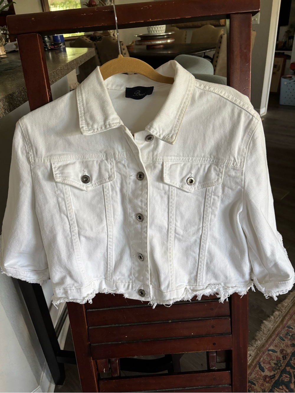 White Cropped Denim Jacket by Baci